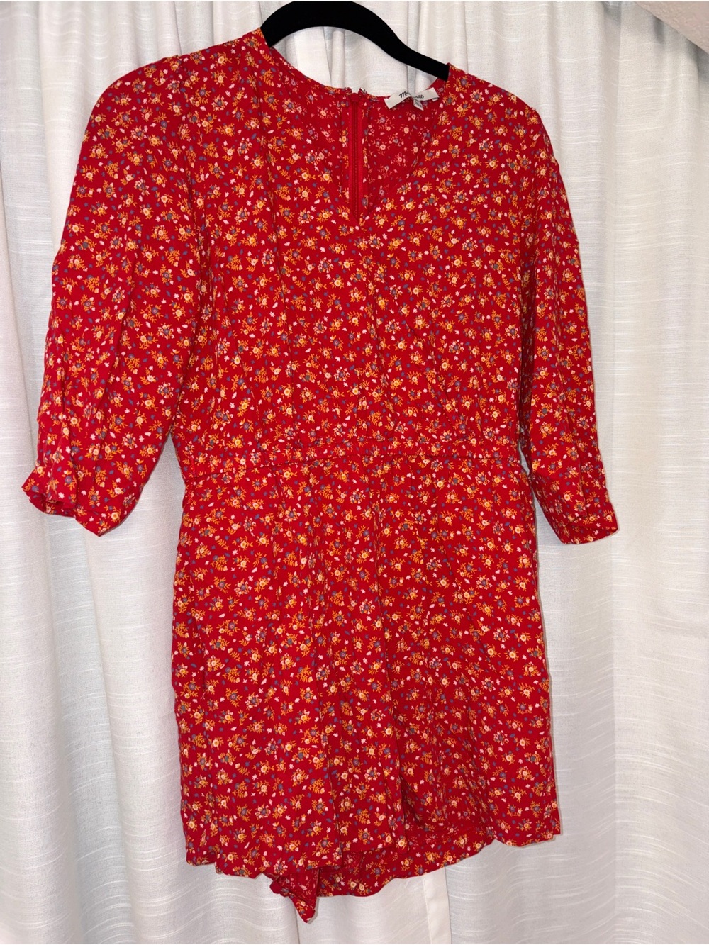 Madewell Red Floral Romper
